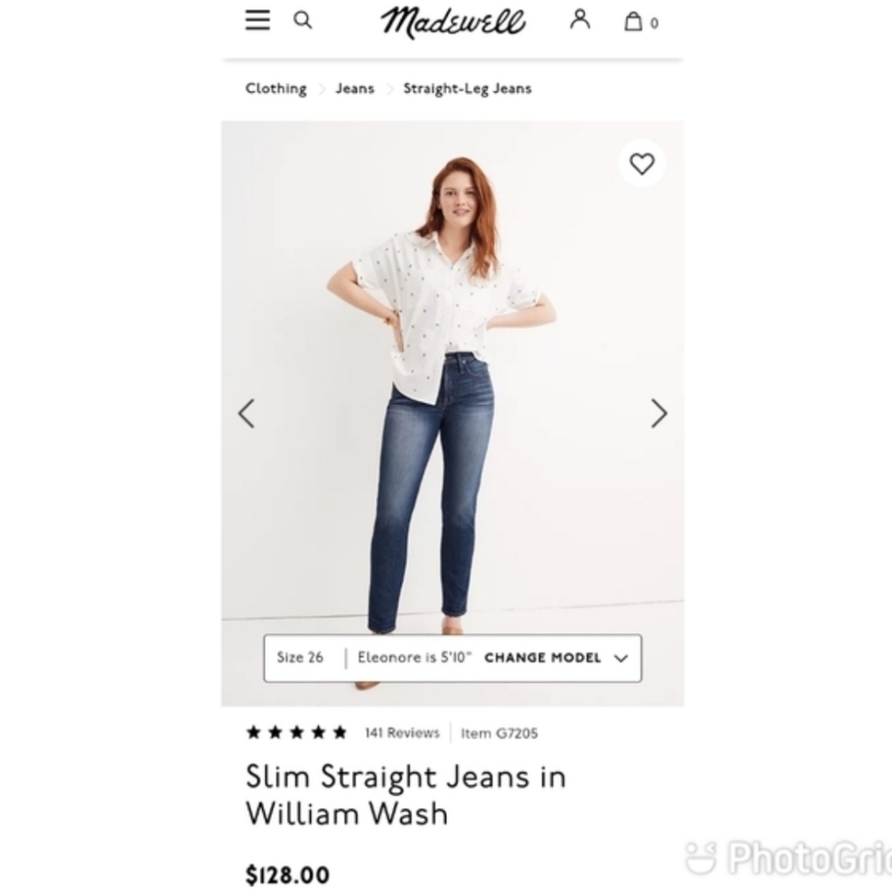 Madewell Slim Straight Leg Jeans in Dark Blue Wash